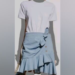 Veronica Beard Jeans Bari- tie waist Ruffle dress